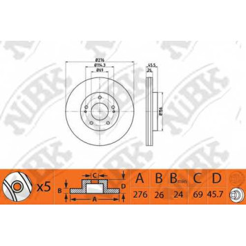 Тормозной диск NiBK RN1365