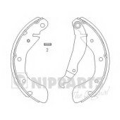 Комплект тормозных колодок для CHEVROLET LACETTI, LANOS, NUBIRA / DAEWOO ARANOS, BROUGHAM, CIELO, ESPERO, LACETTI, LANOS, LEMANS, NEXIA, NUBIRA, PRINCE, TOSCA <b>NIPPARTS J3500900</b>