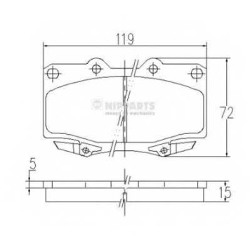 Колодки тормозные дисковые для TOYOTA HILUX(LN5#, LN6#, LN8#, RN5#, RN6#, YN5#, YN6#), LAND CRUISER(#J6#, #J8#, BJ7#, HZJ7#, KZJ7#, LJ7#, PZJ7#, RJ7#) <b>NIPPARTS J3602055</b>