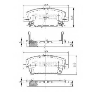Колодки тормозные дисковые для HONDA CIVIC(FA,FD,FK,FN) <b>NIPPARTS J3604065</b>