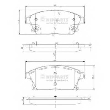Колодки тормозные дисковые для CHEVROLET CRUZE(J300,J305,J308), ORLANDO(J309), TRACKER, VOLT / OPEL AMPERA, ASTRA GTC J, ASTRA, MOKKA, ZAFIRA(P12) <b>NIPPARTS N3600915</b>