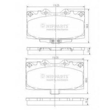 Колодки тормозные дисковые для SUBARU FORESTER(SF,SG), IMPREZA(GC,GD,GF,GG) <b>NIPPARTS N3607022</b>
