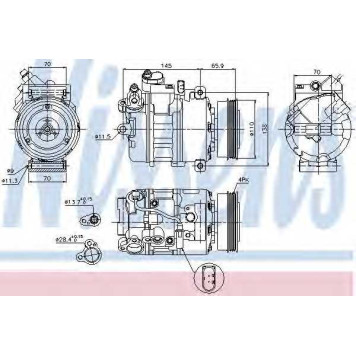Компрессор кондиционера для AUDI A4(B6,8E2,8E5), A6(C5,4B2,4B5) <b>NISSENS 89023</b>