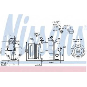 Компрессор кондиционера для OPEL ASTRA(F08#, F07#, F35#, F48#, F67, F69#, F70), ZAFIRA(F75#) <b>NISSENS 89031</b>