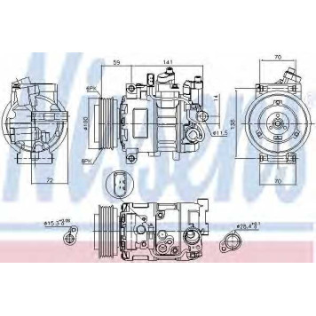 Компрессор кондиционера для AUDI A4, A5, A6, A8, Q5 <b>NISSENS 89052</b>