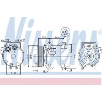 Компрессор кондиционера для VOLVO S60, S80(XY,TS), V70(SW), XC70 CROSS COUNTRY, XC90 <b>NISSENS 89070</b>