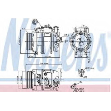 Компрессор кондиционера для MERCEDES C, CLK, CLS, E, G, GL, M, R, VIANO <b>NISSENS 89090</b>