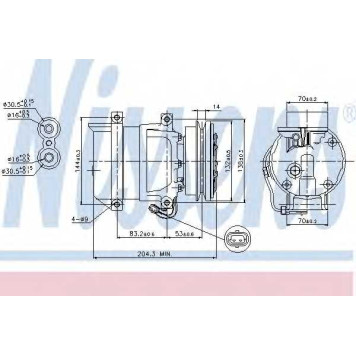 Компрессор кондиционера для DAEWOO LANOS(KLAT) / ZAZ CHANCE, SENS <b>NISSENS 89108</b>