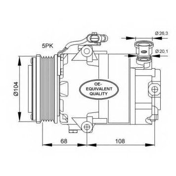 Компрессор кондиционера для OPEL ASTRA(F08#, F07#, F35#, F48#, F67, F69#, F70), COMBO, CORSA(F68, F08), MERIVA, TIGRA TwinTop, ZAFIRA(F75#) <b>NRF 32082</b>