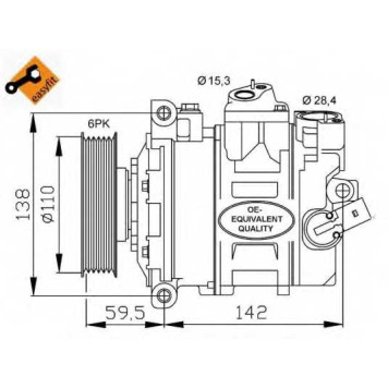 Компрессор кондиционера для AUDI A1, A3, A4, A6, Q3, TT / SKODA FABIA, OCTAVIA, RAPID, ROOMSTER, SUPERB, YETI / VW BEETLE, CADDY, CC, CRAFTER, EOS, GOLF, GOLF SPORTSVAN, JETTA, NEW BEETLE, PASSAT, POLO, SCIROCCO, SHARAN, TIGUAN, TOURAN <b>NRF EASY FIT 321