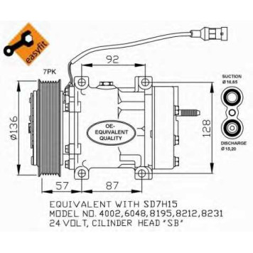 Компрессор кондиционера для DAF CF 85, XF 105 <b>NRF EASY FIT 32477</b>