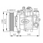 Компрессор кондиционера для AUDI A4(B8,8K2,8K5), A5(8F7,8T3,8TA), A6(C6,4F2,4F5,4FH), Q5(8R) <b>NRF 32512</b>
