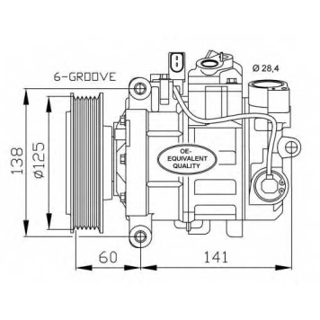 Компрессор кондиционера для AUDI A4(B8,8K2,8K5), A5(8F7,8T3,8TA), A6(C6,4F2,4F5,4FH), Q5(8R) <b>NRF 32512</b>