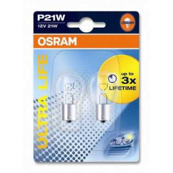 Лампа накаливания P21W 12В 21Вт OSRAM OSRAM ULTRA LIFE 7506ULT-02B