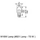 Лампа накаливания W16W 12В 16Вт OSRAM 921