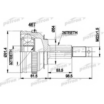 Шарнирный комплект приводного вала PATRON 87-9491 / PCV9491