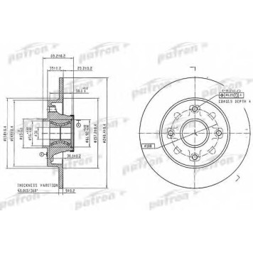 Тормозной диск PATRON PBD7016