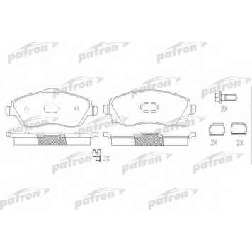 Колодки тормозные дисковые передний для OPEL COMBO, CORSA(F08,F68,W5L), MERIVA, TIGRA TwinTop <b>PATRON PBP1424</b>