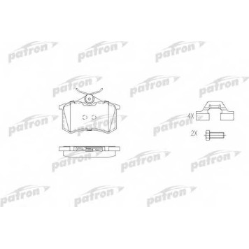 Колодки тормозные дисковые задний для AUDI 80 / PEUGEOT 405 / RENAULT MEGANE / VW CORRADO, GOLF, JETTA, PASSAT, POLO, SCIROCCO, VENTO <b>PATRON PBP541</b>