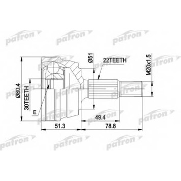 Шарнирный комплект приводного вала PATRON PCV1004