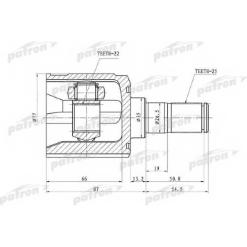 Шарнирный комплект приводного вала PATRON PCV1010