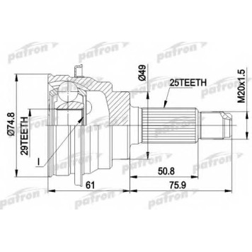 Шарнирный комплект приводного вала PATRON PCV1039