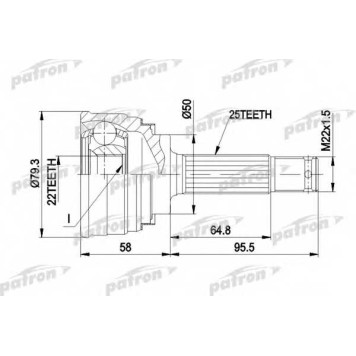Шарнирный комплект приводного вала PATRON PCV1047