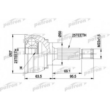 Шарнирный комплект приводного вала PATRON PCV1048