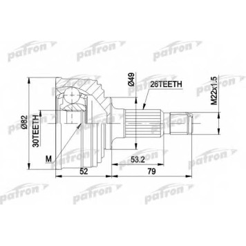 Шарнирный комплект приводного вала PATRON PCV1054