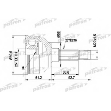 Шарнирный комплект приводного вала PATRON PCV1059