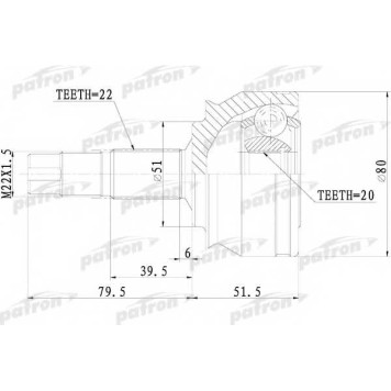 Шарнирный комплект приводного вала PATRON PCV1073