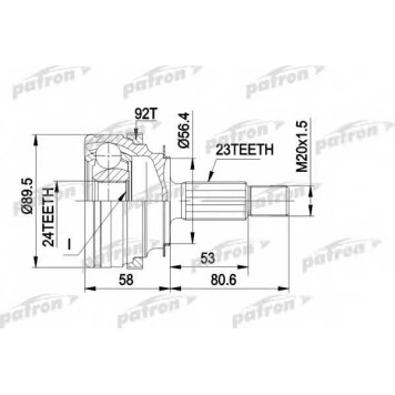 Шарнирный комплект приводного вала PATRON PCV1108