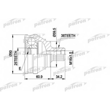 Шарнирный комплект приводного вала PATRON PCV1119