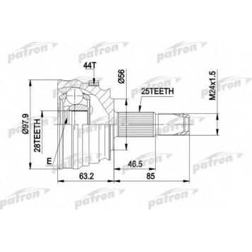 Шарнирный комплект приводного вала PATRON PCV1153