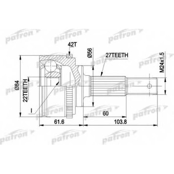 Шарнирный комплект приводного вала PATRON PCV1165