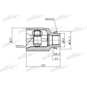 Шарнирный комплект приводного вала PATRON PCV1172