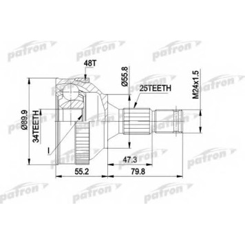 Шарнирный комплект приводного вала PATRON PCV1176