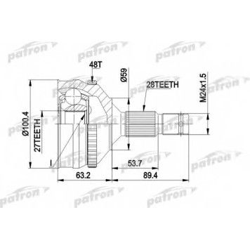 Шарнирный комплект приводного вала PATRON PCV1180