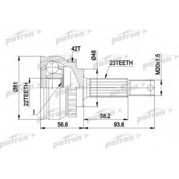 Шарнирный комплект приводного вала PATRON PCV1193