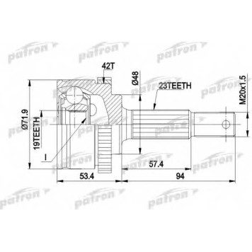 Шарнирный комплект приводного вала PATRON PCV1197