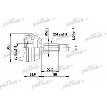Шарнирный комплект приводного вала PATRON PCV1198