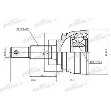Шарнирный комплект приводного вала PATRON PCV1199