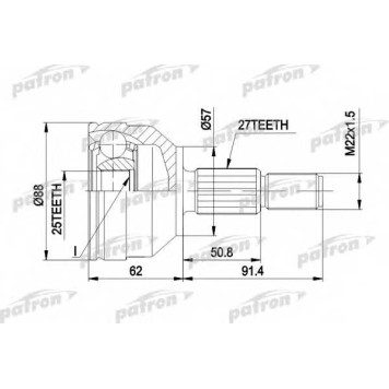 Шарнирный комплект приводного вала PATRON PCV1202