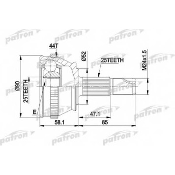 Шарнирный комплект приводного вала PATRON PCV1212