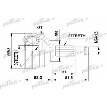 Шарнирный комплект приводного вала PATRON PCV1224