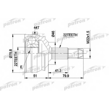 Шарнирный комплект приводного вала PATRON PCV1227