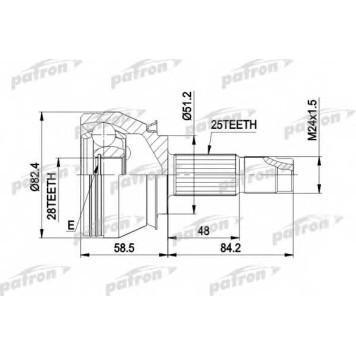 Шарнирный комплект приводного вала PATRON PCV1244