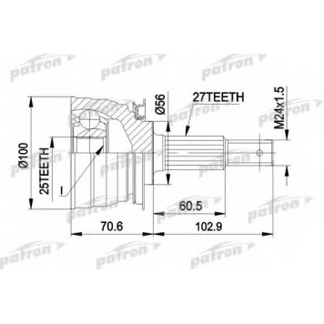 Шарнирный комплект приводного вала PATRON PCV1249