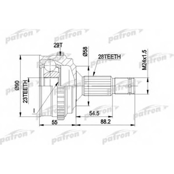 Шарнирный комплект приводного вала PATRON PCV1263