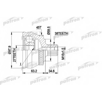 Шарнирный комплект приводного вала PATRON PCV1267